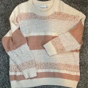 LUSH beige stripe textured sweater size L